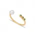 Pearl And Round Emerald Adjustable Sterling Silver Ring