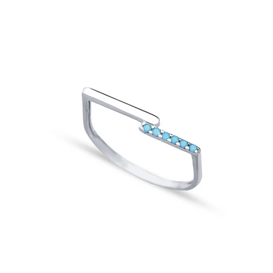 Thin Delicate Turquoise Cluster Sterling Silver Ring Thin Delicate Turquoise Cluster Sterling Silver Ring