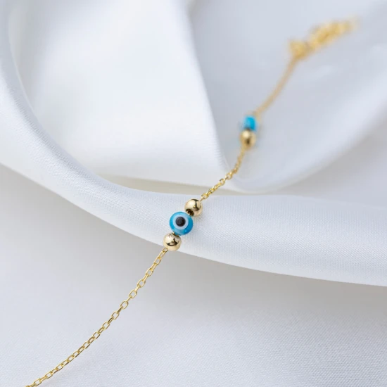 Aqua Marine Color Evil Eye Thin 925 Silver Bracelet Aqua Marine Color Evil Eye Thin 925 Silver Bracelet