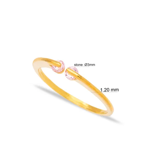 Turkish Dainty Pink CZ 925 Sterling Silver Ring