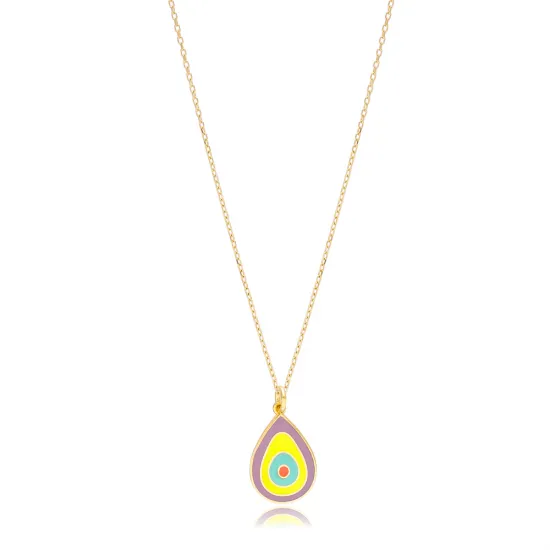 Pear Shape Colorful Enamel 925 Sterling Silver Necklace