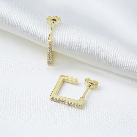 Square Geometric 925 Sterling Silver Earrings