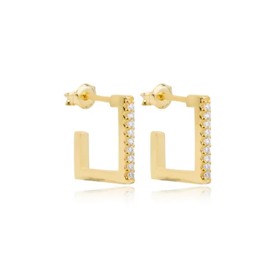 Square Geometric 925 Sterling Silver Earrings