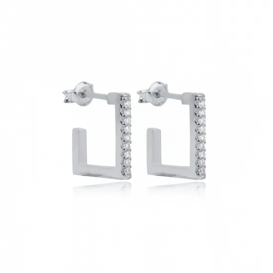 Square Geometric 925 Sterling Silver Earrings