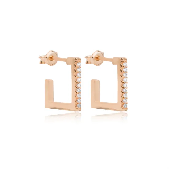 Square Geometric 925 Sterling Silver Earrings