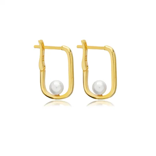 Minimalist Pearl Hollow 925 Sterling Silver Earrings