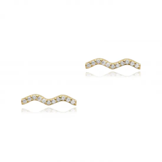 Wave Design Zircon Stone Stud Earrings Wave Design Zircon Stone Stud Earrings