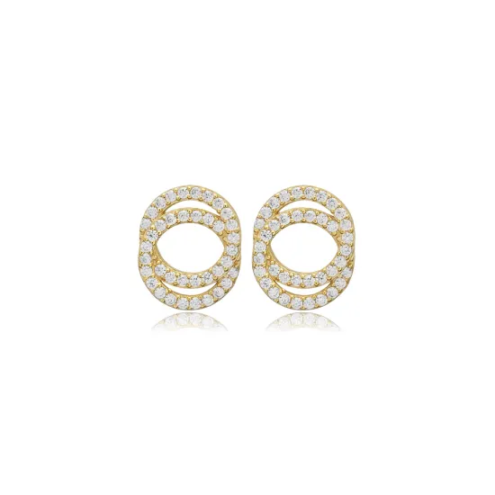CZ Intertwined Circle 925 Sterling Silver Earrings CZ Intertwined Circle 925 Sterling Silver Earrings