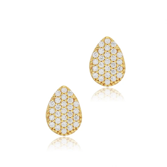 CZ Pear Drop 925 Sterling Silver Earrings | 925 Sterling Silver Wholesale | Sade Silver CZ Pear Drop 925 Sterling Silver Earrings - Sade 925 Silver Jewelry