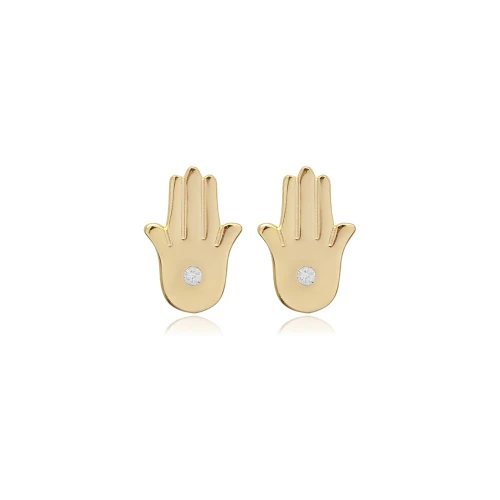Hamsa CZ Earrings in 925 Sterling Silver