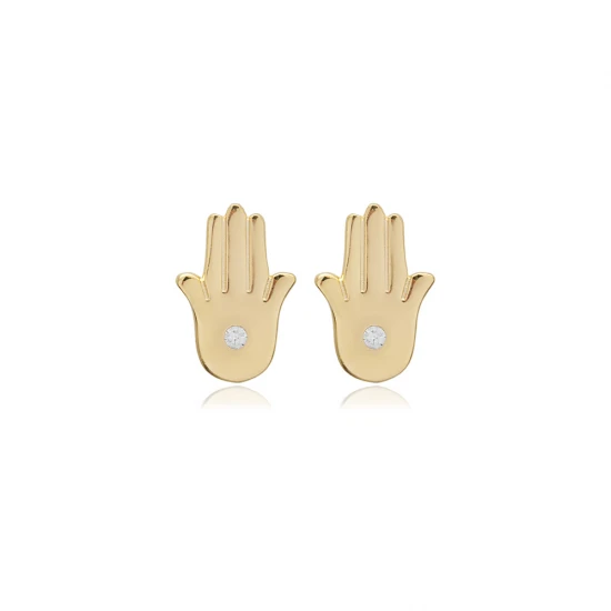Hamsa CZ Earrings in 925 Sterling Silver - Sade 925 Silver Jewelry