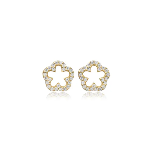 Hollow Flower CZ 925 Sterling Silver Earrings