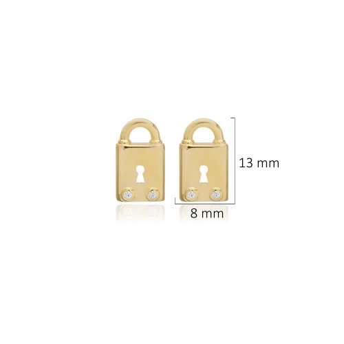 Handcrafted Lock CZ 925 Sterling Silver Earrings