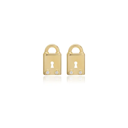 Handcrafted Lock CZ 925 Sterling Silver Earrings