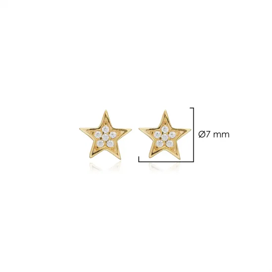 Star Design CZ Stone Silver Stud Earrings Star Design CZ Stone Silver Stud Earrings