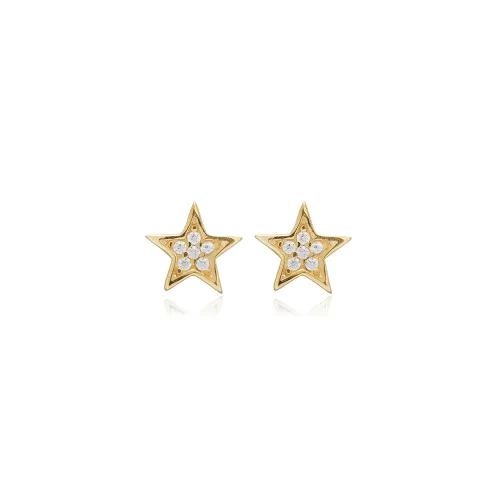 Star Design CZ Stone Silver Stud Earrings