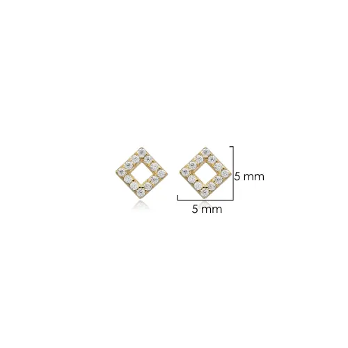Square Design CZ Stone Silver Stud Earrings Square Design CZ Stone Silver Stud Earrings