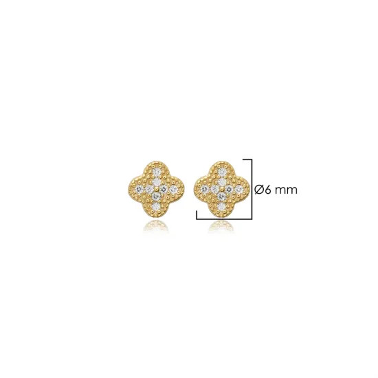 Mini Clover Design Cz Silver Stud Earrings Mini Clover Design Cz Silver Stud Earrings