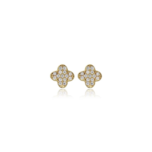 CZ Clover Earrings in 925 Sterling Silver