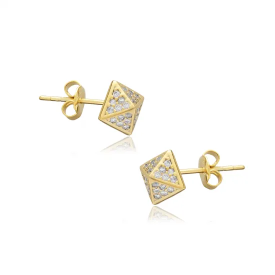 Turkish Pyramid CZ 925 Sterling Silver Earrings