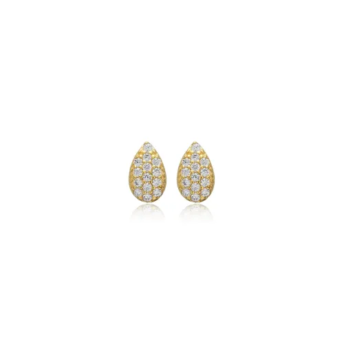 Pear Drop Design CZ Silver  Stud Earrings