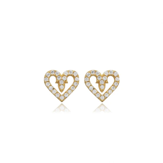 Heart CZ Earrings in 925 Sterling Silver Heart CZ Earrings in 925 Sterling Silver