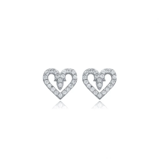 Heart CZ Earrings in 925 Sterling Silver Heart CZ Earrings in 925 Sterling Silver