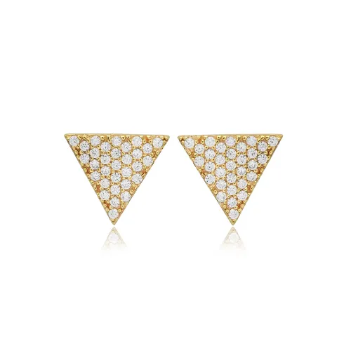 Triangle Design CZ Stone 925 Stud Earrings
