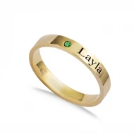 Personalized Name Single Emerald CZ 925 Silver Ring
