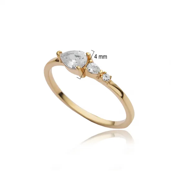 Pear Drop CZ Ring in 925 Sterling Silver