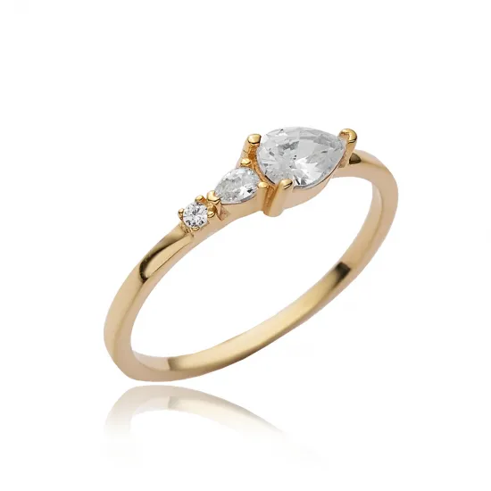 Pear Drop CZ Ring in 925 Sterling Silver
