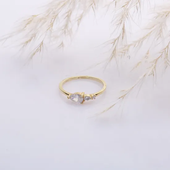 Pear Drop CZ Ring in 925 Sterling Silver