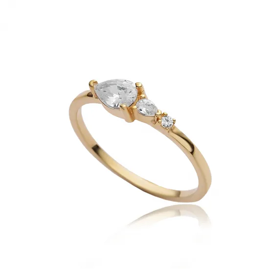 Pear Drop CZ Ring in 925 Sterling Silver