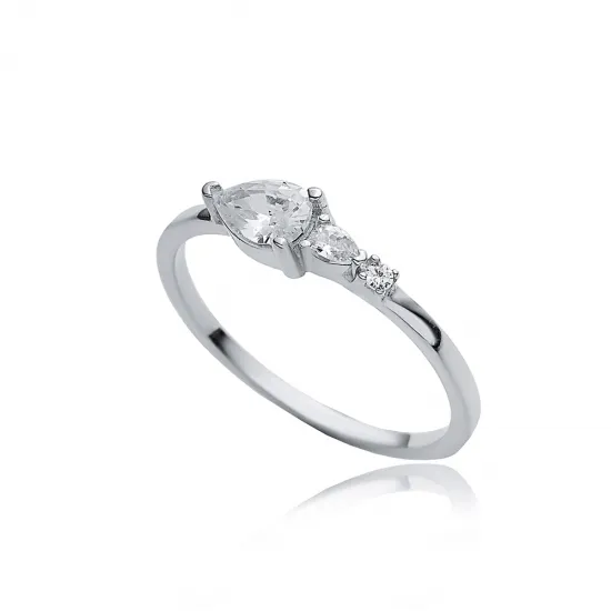 Pear Drop CZ Ring in 925 Sterling Silver