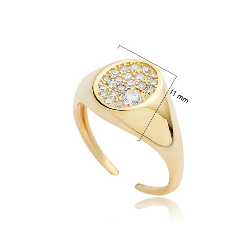 Round White CZ Adjustable 925 Sterling Silver Ring