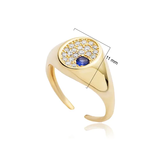 Round Sapphire CZ Adjustable 925 Sterling Silver Ring