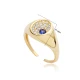 Round Sapphire CZ Adjustable 925 Sterling Silver Ring