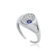 Round Sapphire CZ Adjustable 925 Sterling Silver Ring