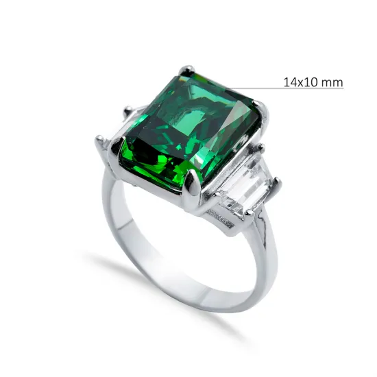 Emerald CZ Baguette Cluster CZ 925 Sterling Silver Ring Emerald CZ Baguette Cluster CZ 925 Sterling Silver Ring