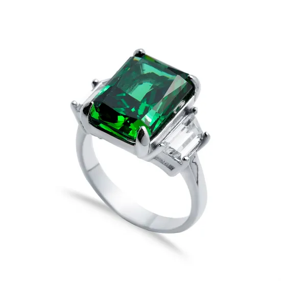 Emerald CZ Baguette Cluster CZ 925 Sterling Silver Ring Emerald CZ Baguette Cluster CZ 925 Sterling Silver Ring