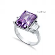 Amethyst CZ Stone Baguette Design Cluster Zircon Ring Jewelry