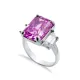 Pink CZ Baguette Cluster CZ 925 Sterling Silver Ring