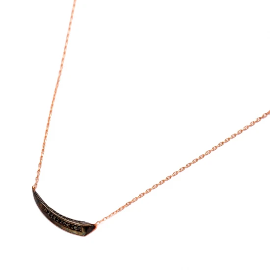 Made in Turkey Black Tapered Curve CZ Silver Necklace