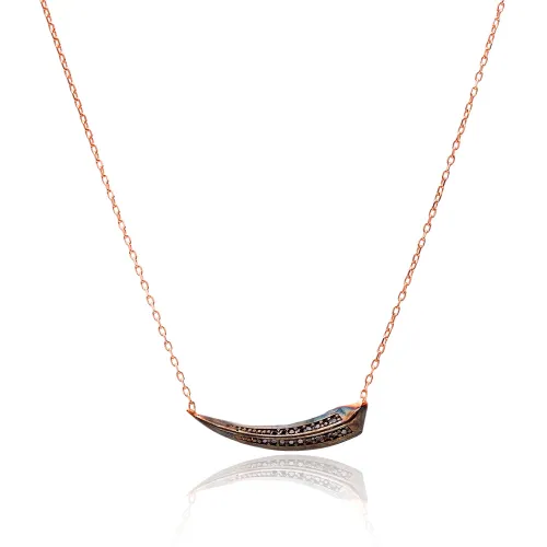 Made in Turkey Black Tapered Curve CZ Silver Necklace