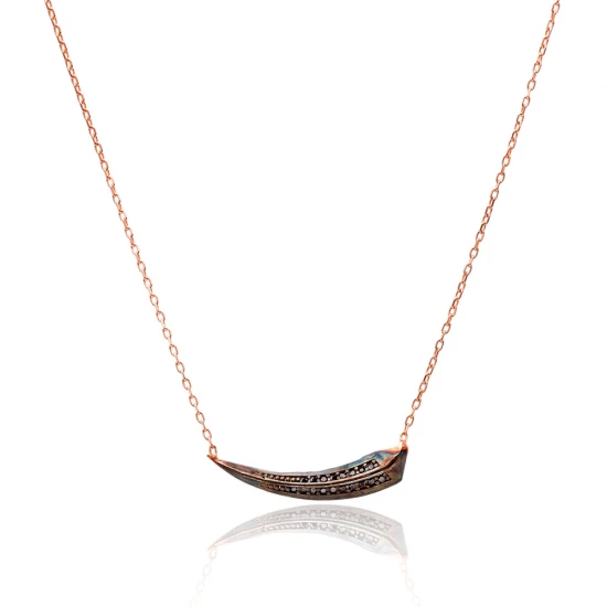 Made in Turkey Black Tapered Curve CZ Silver Necklace