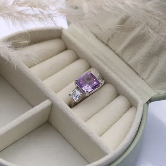 Amethyst CZ Stone Square Design Cluster Zircon Ring Amethyst CZ Stone Square Design Cluster Zircon Ring