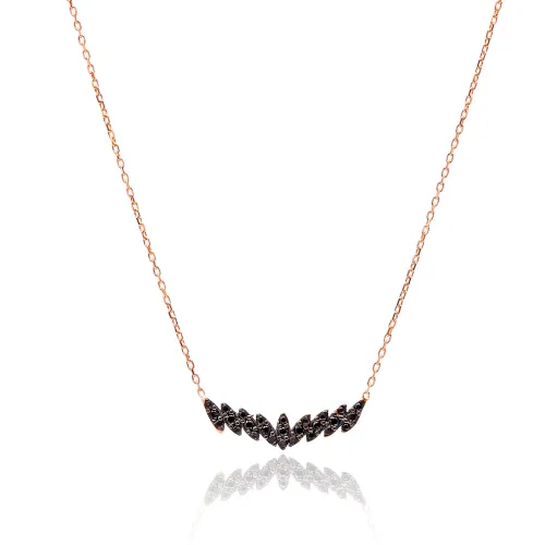 Turkish Black Marquise Chevron CZ 925 Silver Necklace