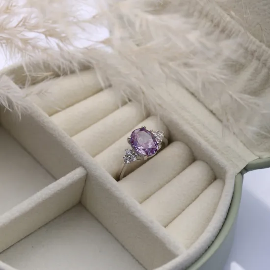 Amethyst CZ Oval Cluster CZ Sterling Silver Ring Amethyst CZ Oval Cluster CZ Sterling Silver Ring