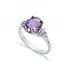 Amethyst CZ Oval Cluster CZ Sterling Silver Ring