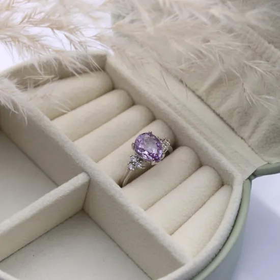 Amethyst CZ Pear Drop Cluster CZ 925 Silver Ring Amethyst CZ Pear Drop Cluster CZ 925 Silver Ring